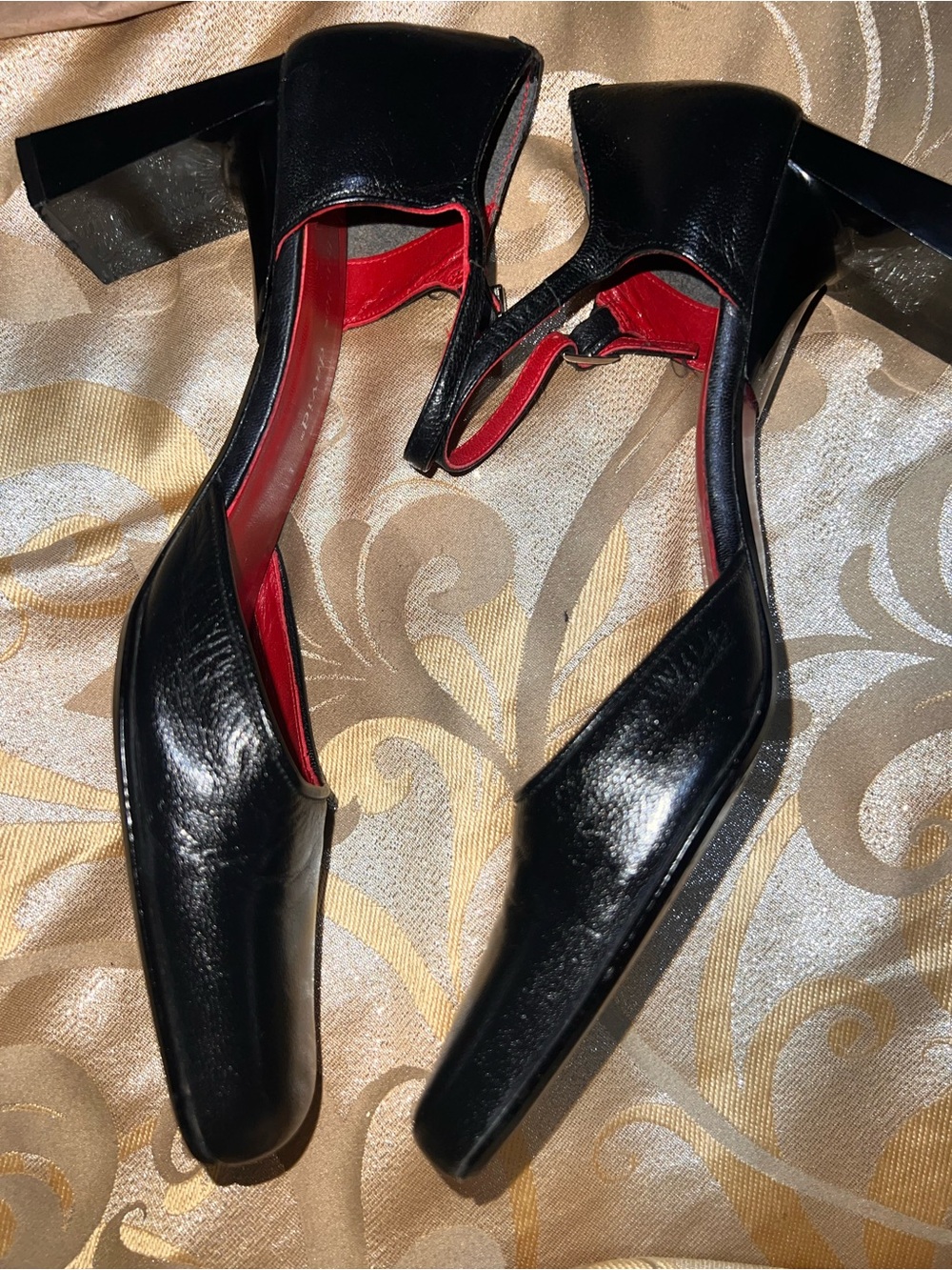 Charles David Vintage 90’s Black Leather Square Toe Mary Jane Heels - Picture 5 of 8